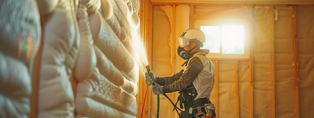 Professional applying spray foam insulation in a home, enhancing energy efficiency and comfort in Western Australia.