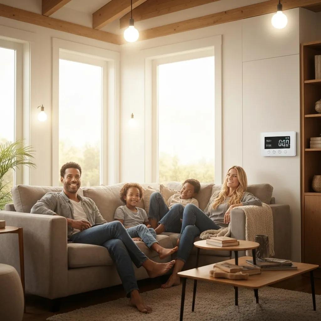 A happy family enjoying a perfectly comfortable home, a testament to spray foam's energy efficiency