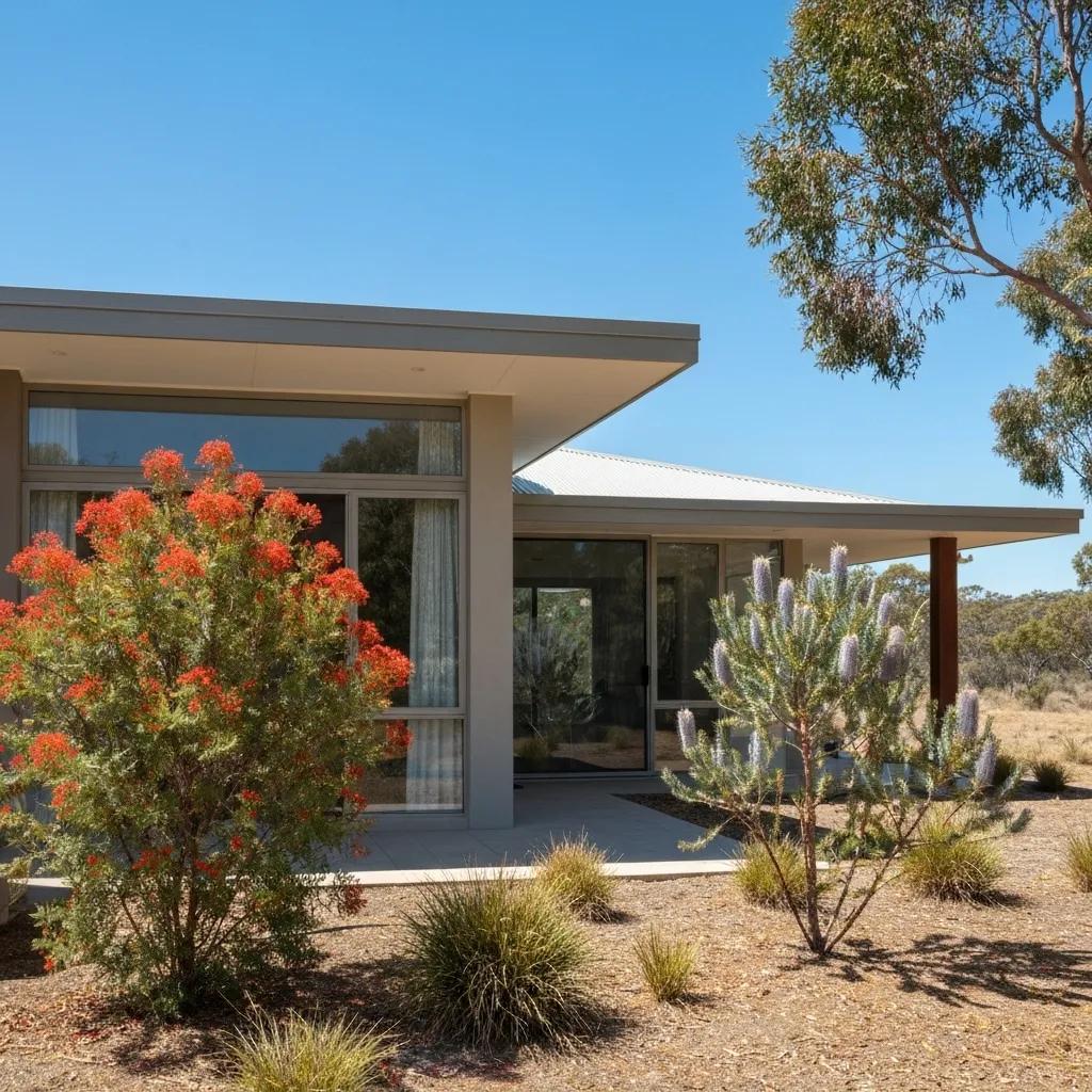 Modern home in Western Australia featuring sustainable design and lush landscaping, showcasing newly installed spray foam roof insulation for enhanced energy efficiency.